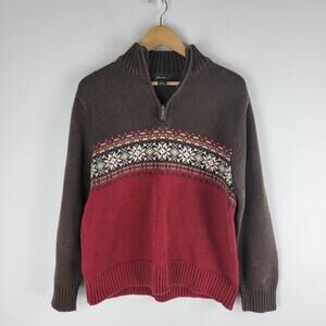 Eddie Bauer Nordic Sweater Long Sleeve Brown Red Size L